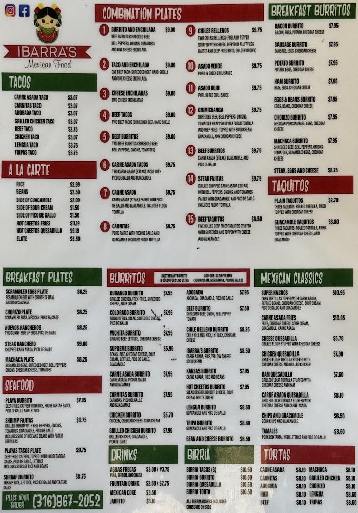 Ibarra's Mexican Food Menu image 4
